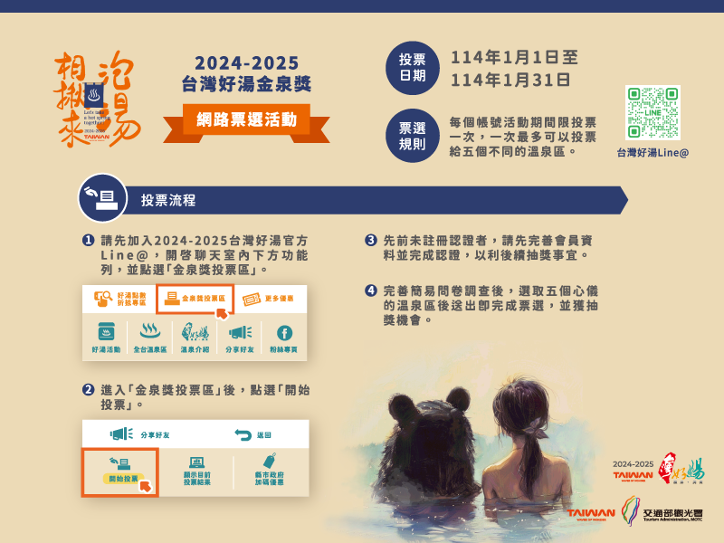 2024-2025台灣好湯金泉獎」票選活動開跑啦 2024-2025台灣好湯金泉獎」票選活動開跑啦